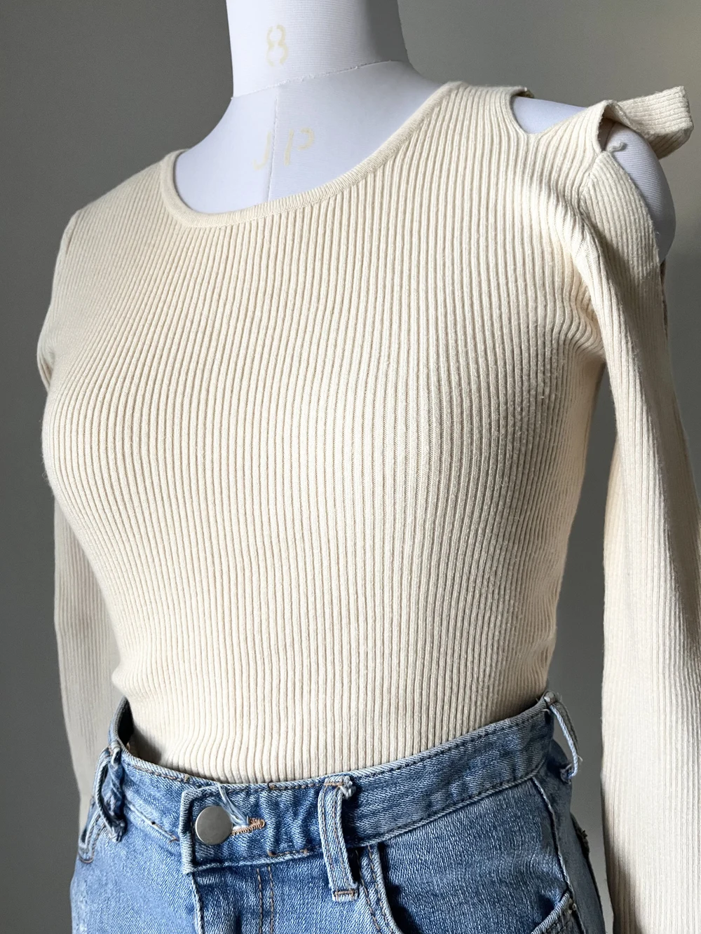 Beige one shoulder style top  thumbnail view 3