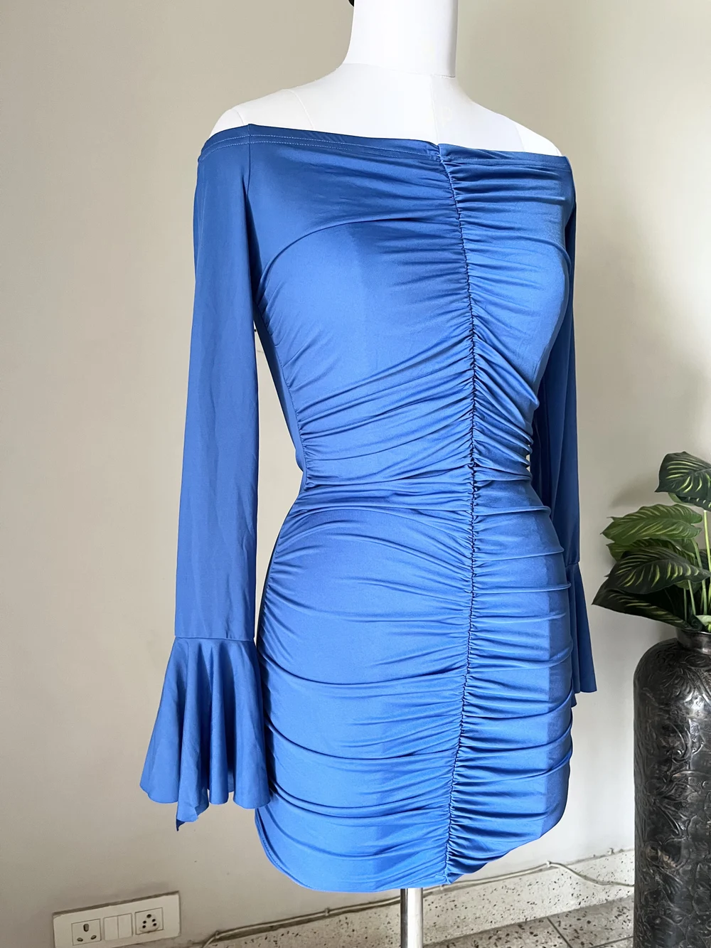 Electric blue smoking dress thumbnail view 5