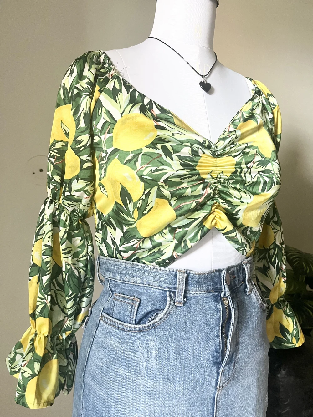 Yellow floral Padded top  thumbnail view 5