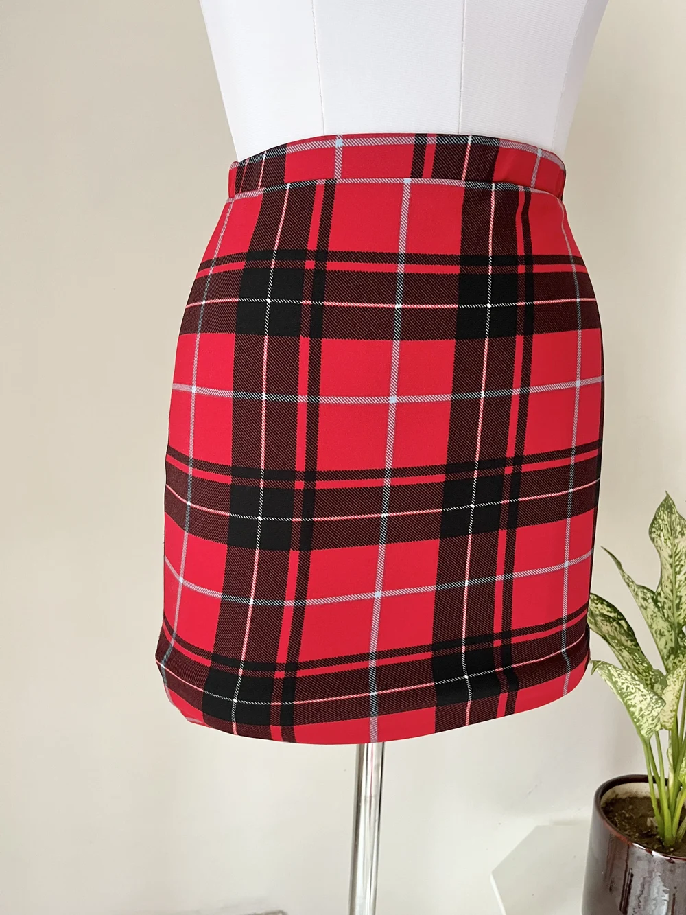 Tartan red midi skirt  thumbnail view 3