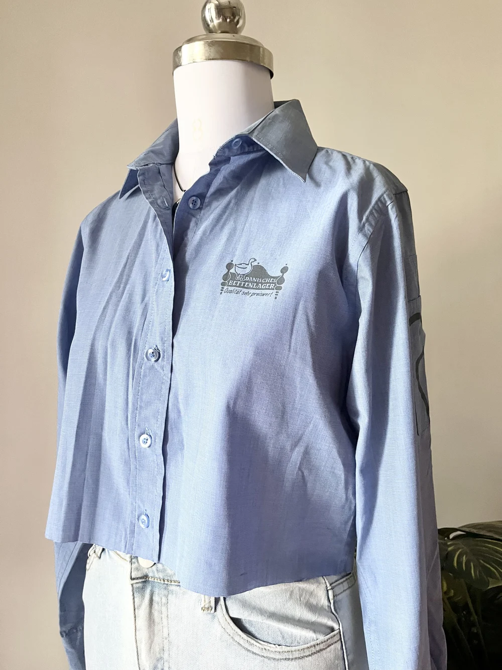 Blue crop shirt thumbnail view 2