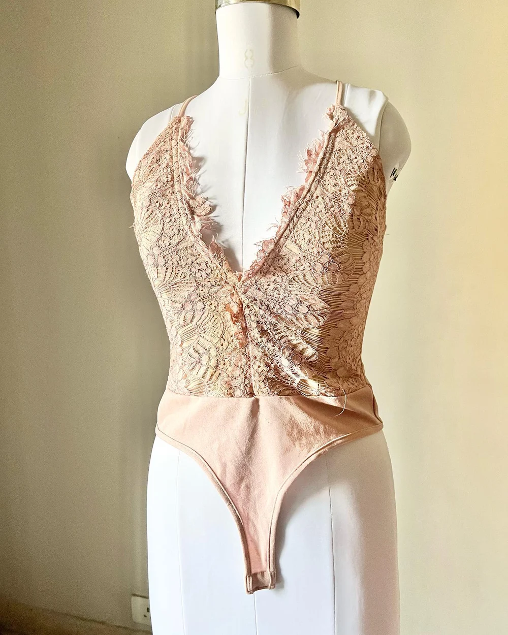 Deep v-neck lace bodysuit  thumbnail view 3
