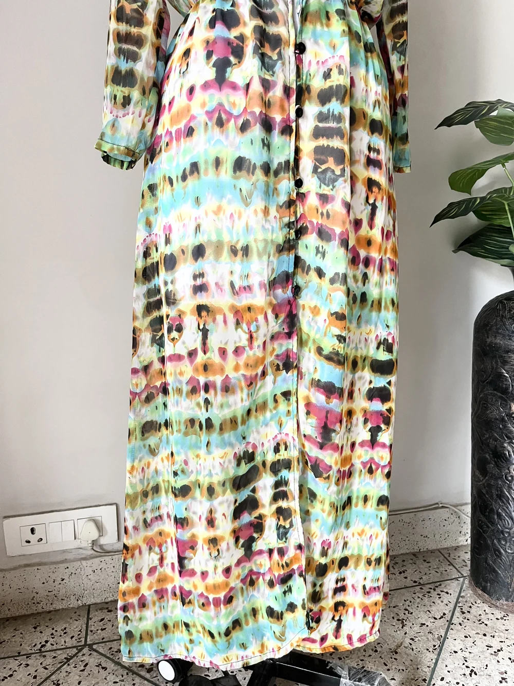 Multicolored Semi-Sheer maxi dress  thumbnail view 3
