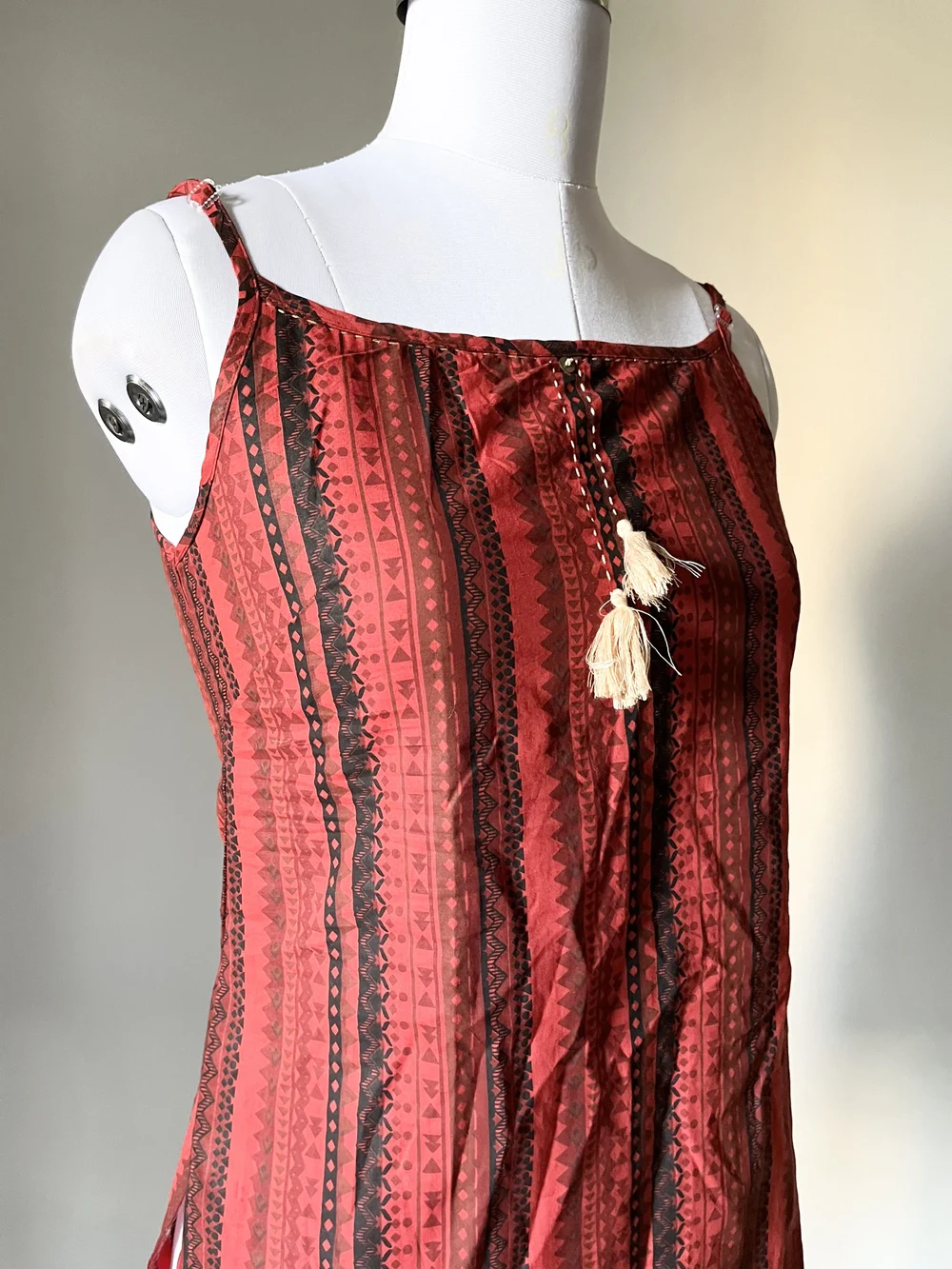 Red aztec handmade kurti thumbnail view 2