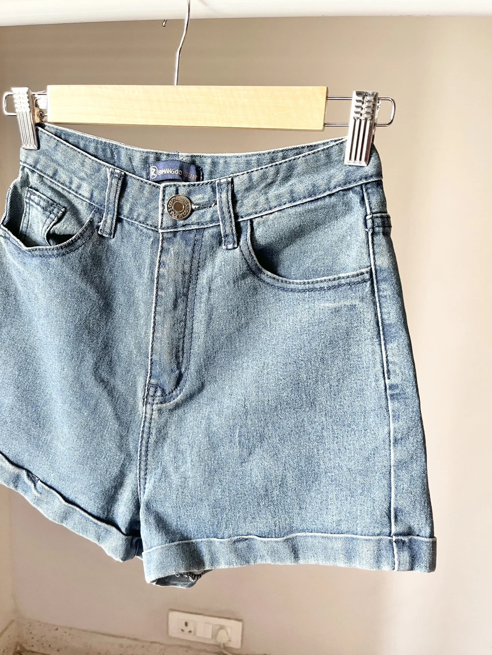 Blue superhighwaist shorts thumbnail view 2