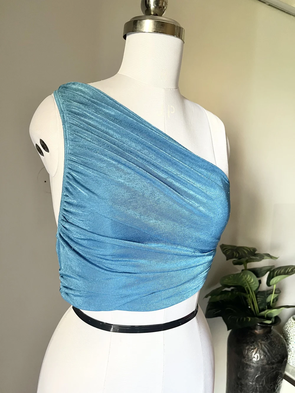 One-shoulder shimmer top thumbnail view 5