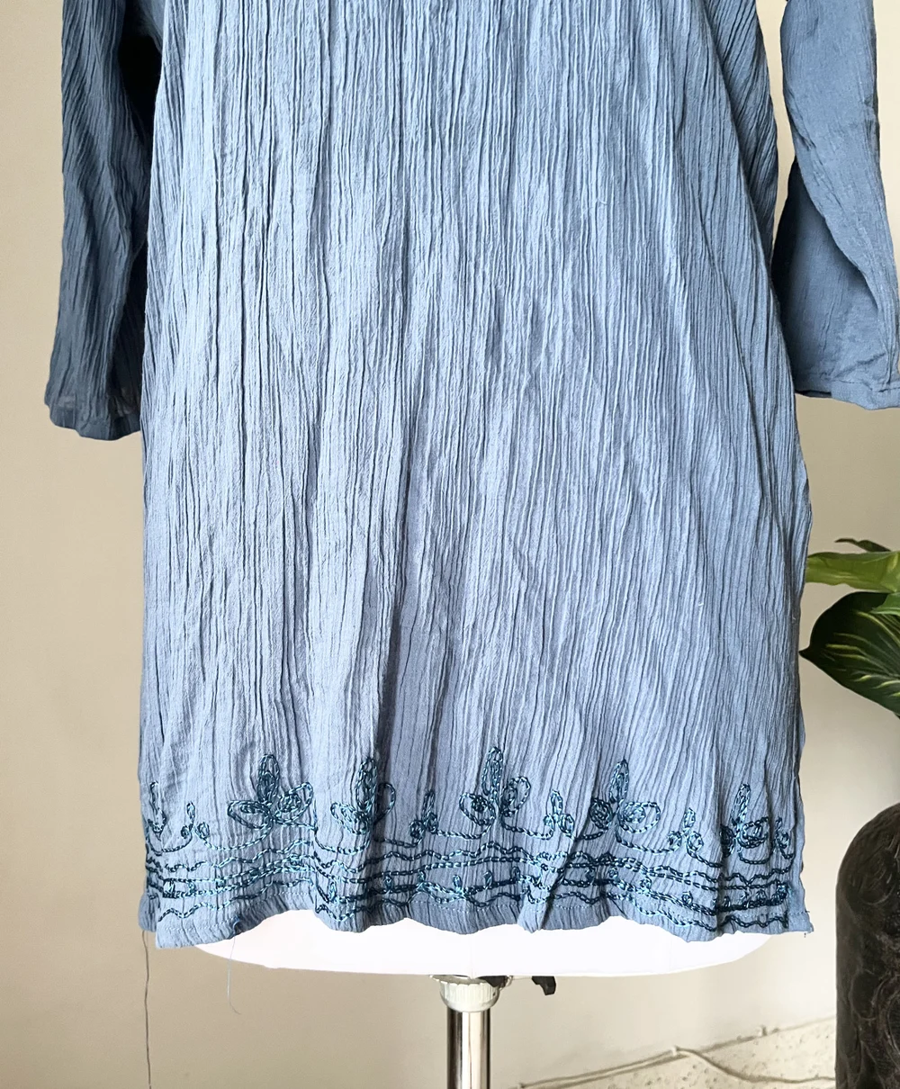 Blue embroidered kurti  thumbnail view 6