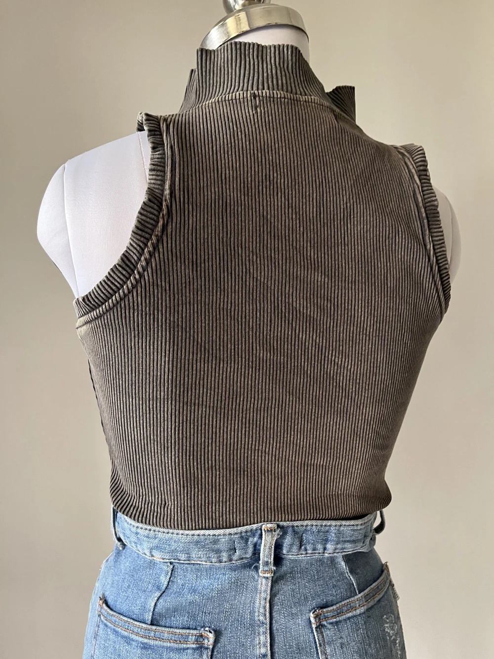 Grey corduroy shirt top  thumbnail view 4