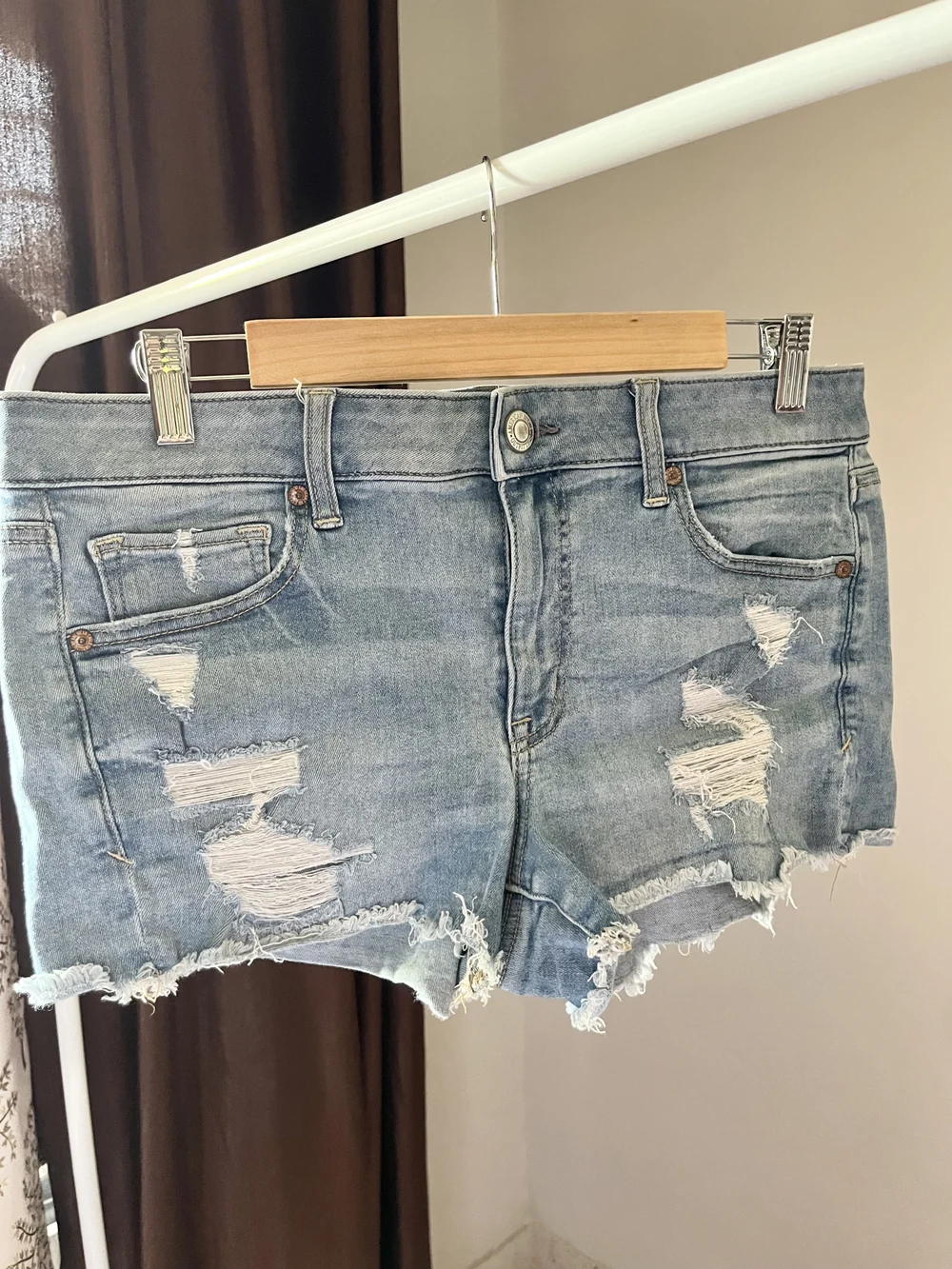 Ripped blue shorts thumbnail view 4