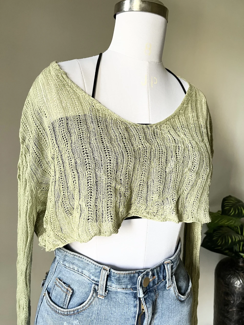 Mint green crop top  thumbnail view 4