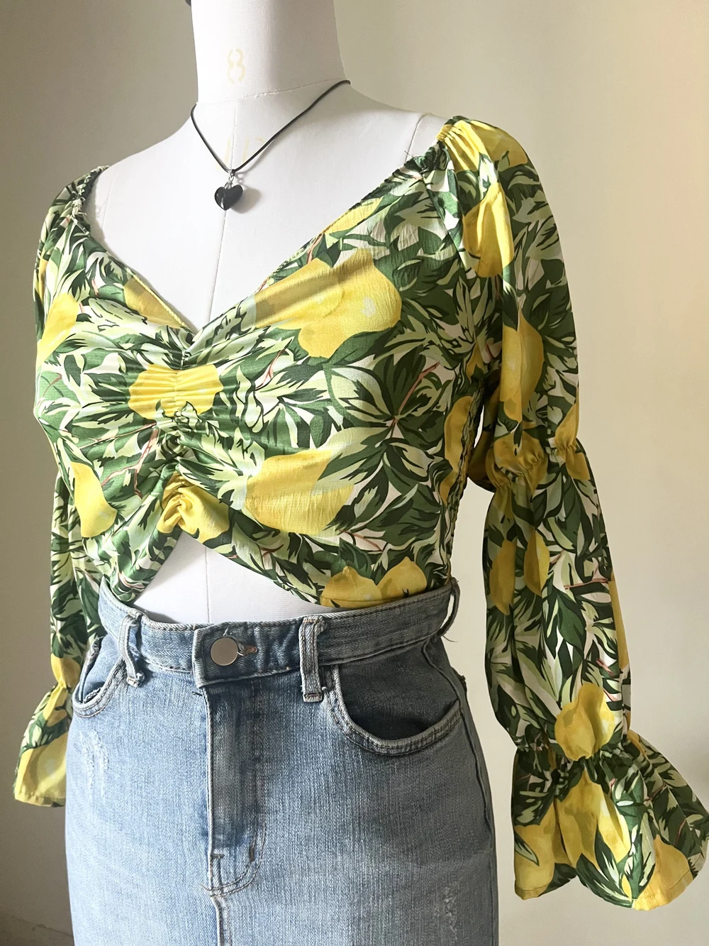 Yellow floral Padded top  thumbnail view 3