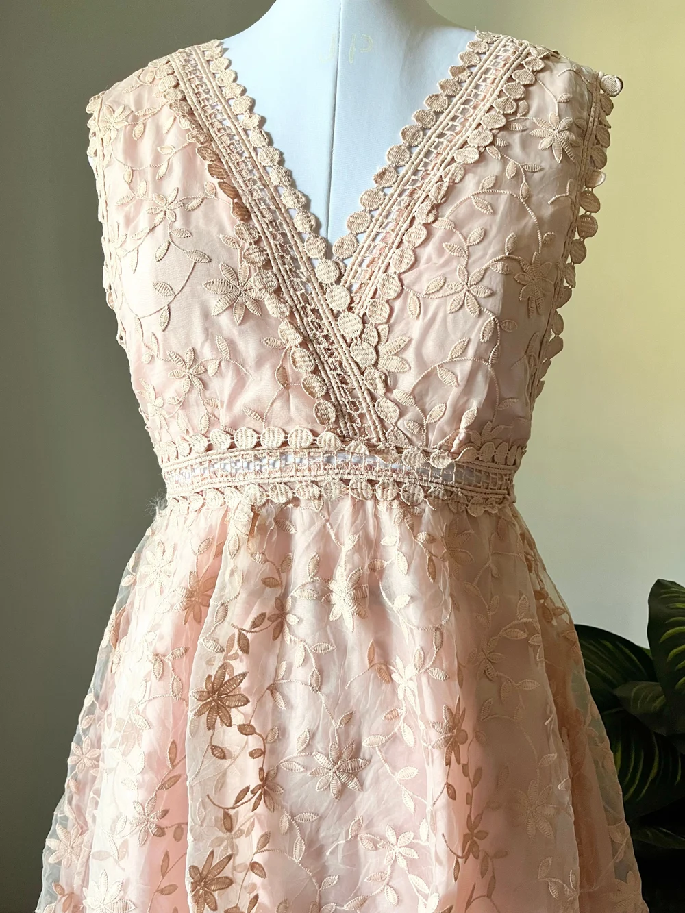 flower net Peach dress thumbnail view 4