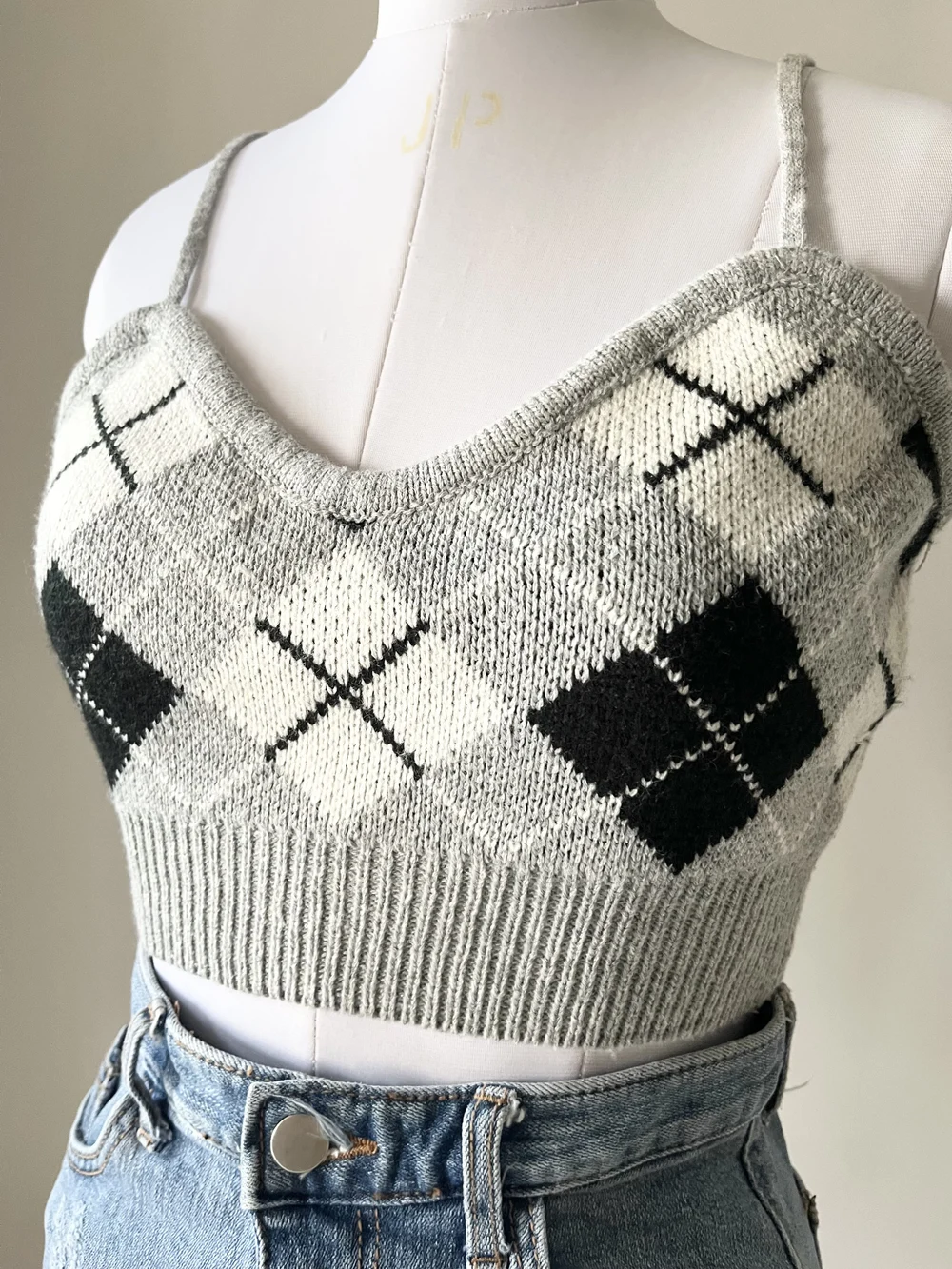 Checkered sweater top  thumbnail view 4