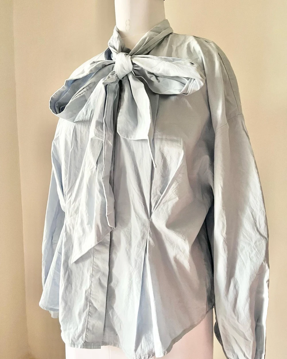 Pastel blue tie-up neck shirt  thumbnail view 4