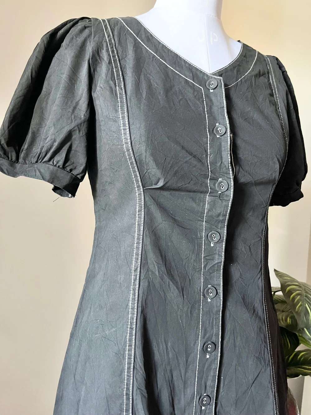 Black denim dress thumbnail view 4