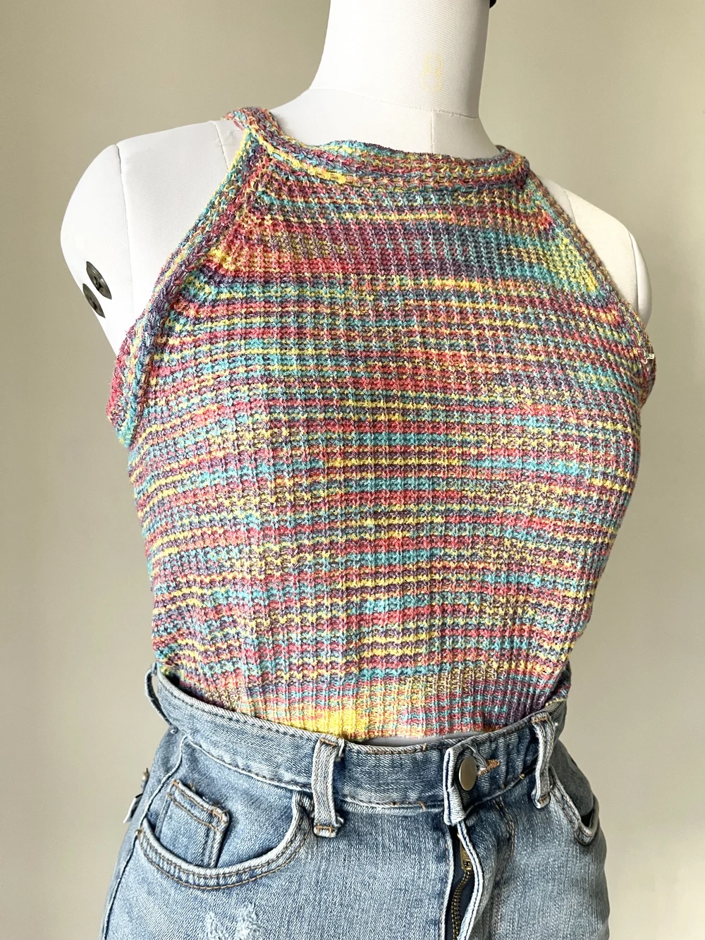 Multicolored crochet top thumbnail view 4