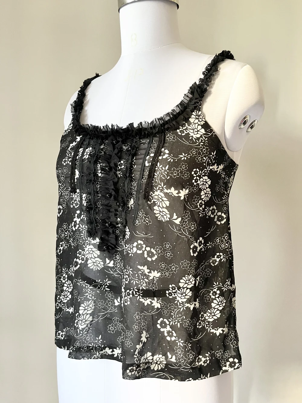 Black floral top  thumbnail view 3