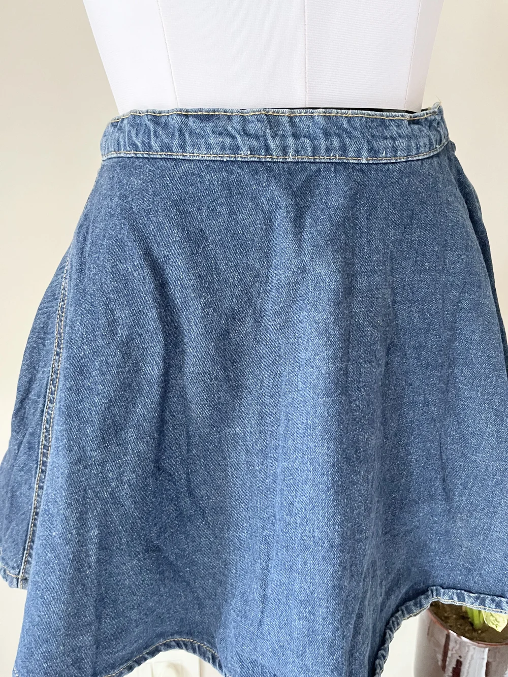 Blue skater denim skirt  thumbnail view 3