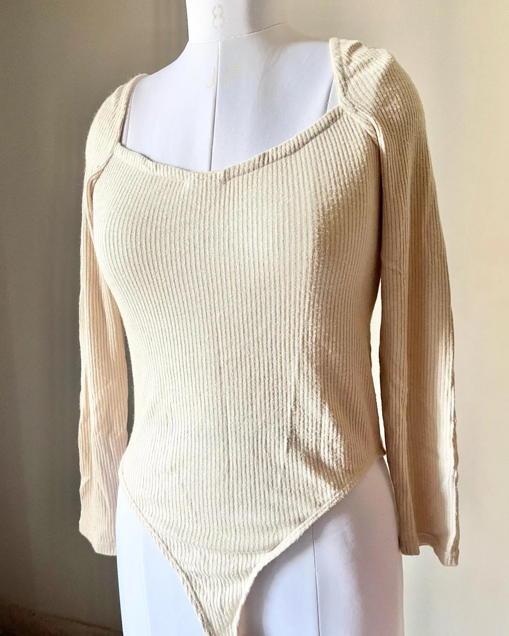 White ribbed bodysuit thumbnail view 3