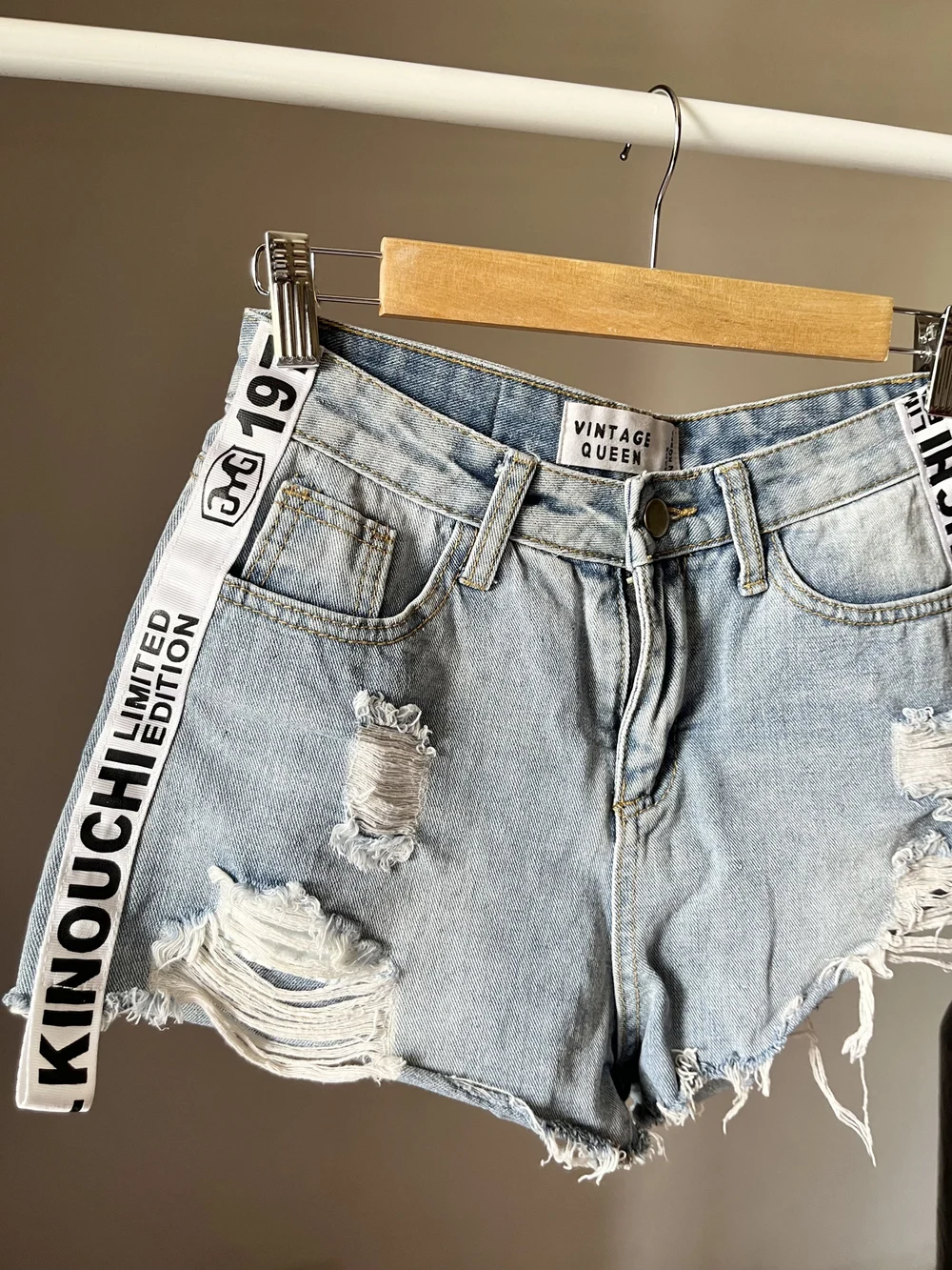 Printed stripe ripped shorts thumbnail view 2