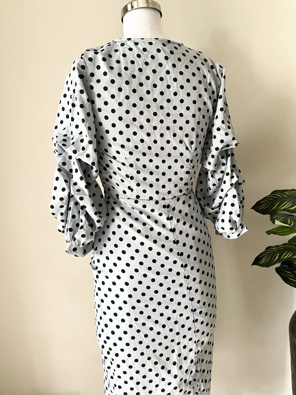 Polka dot blue bodycon dress thumbnail view 5