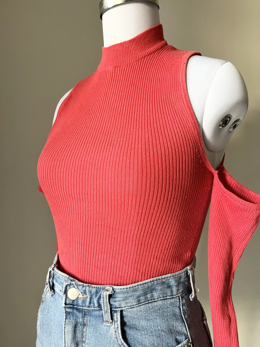 Hot red cold shoulder top  thumbnail view 4