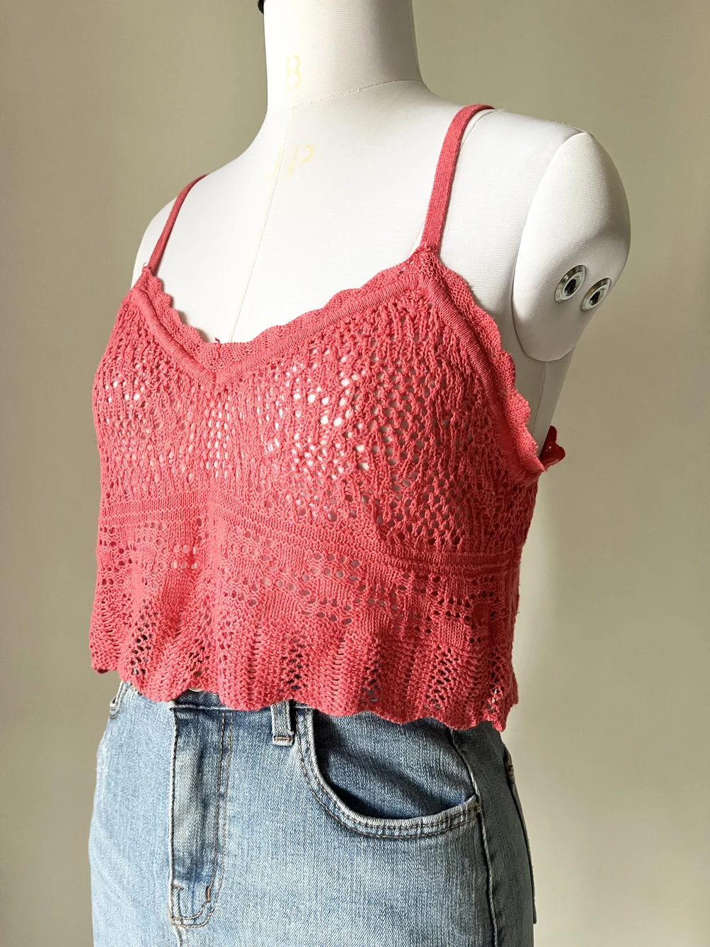 Peach crochet top thumbnail view 3