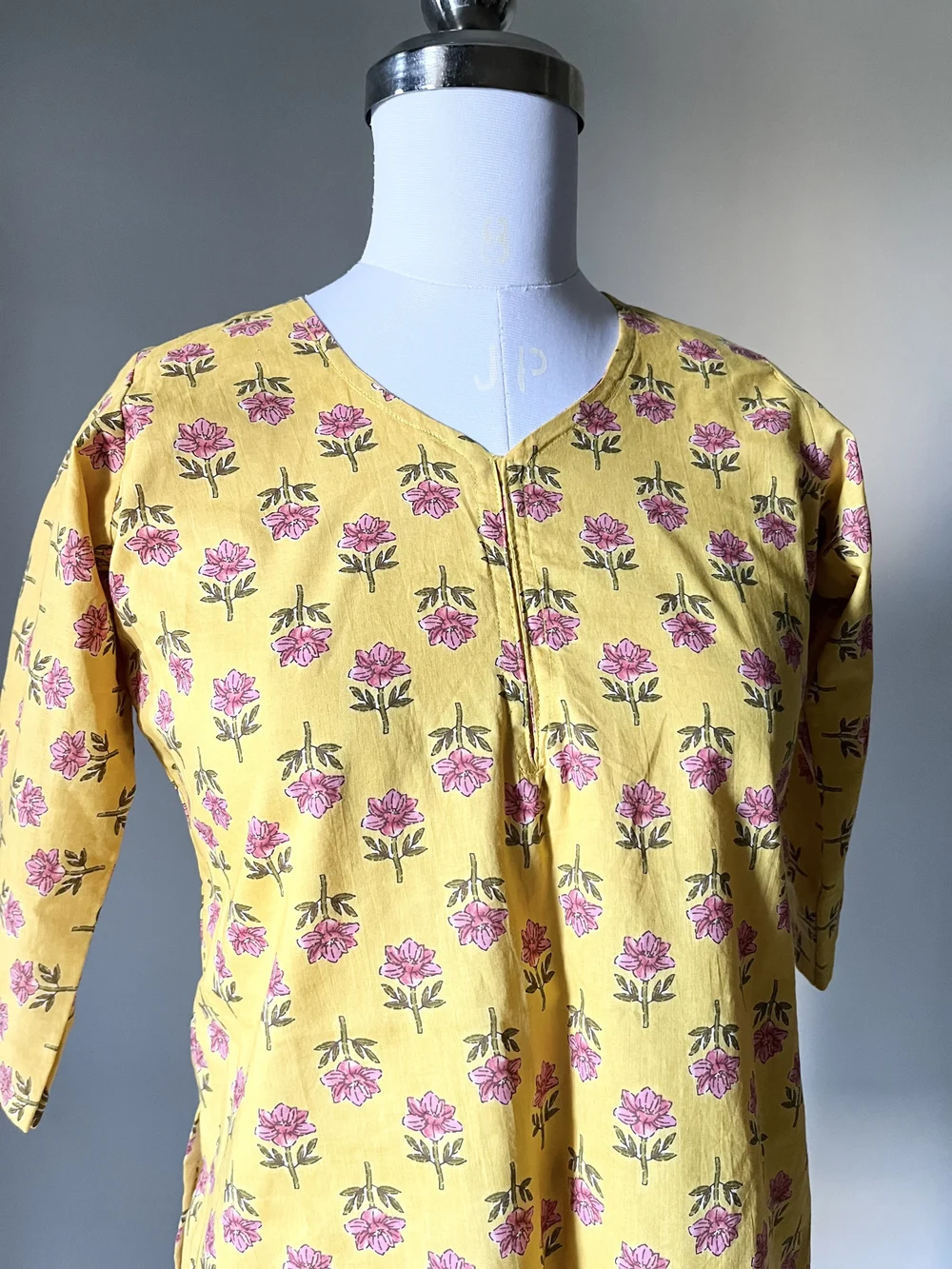 Pure cotton yellow kurti  thumbnail view 4