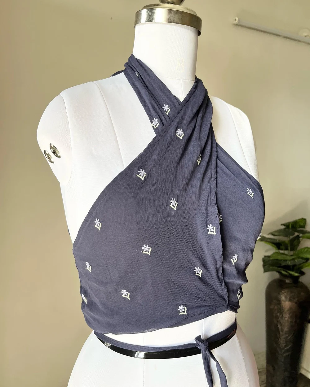 Blue wrap top  thumbnail view 2