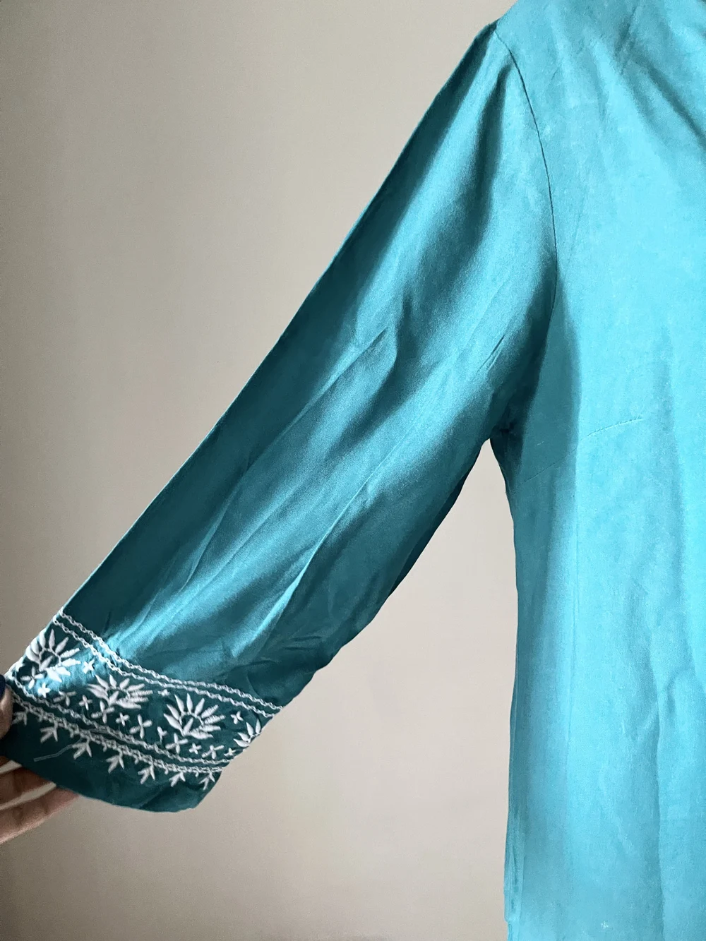 Greem embriodery short kurti thumbnail view 4