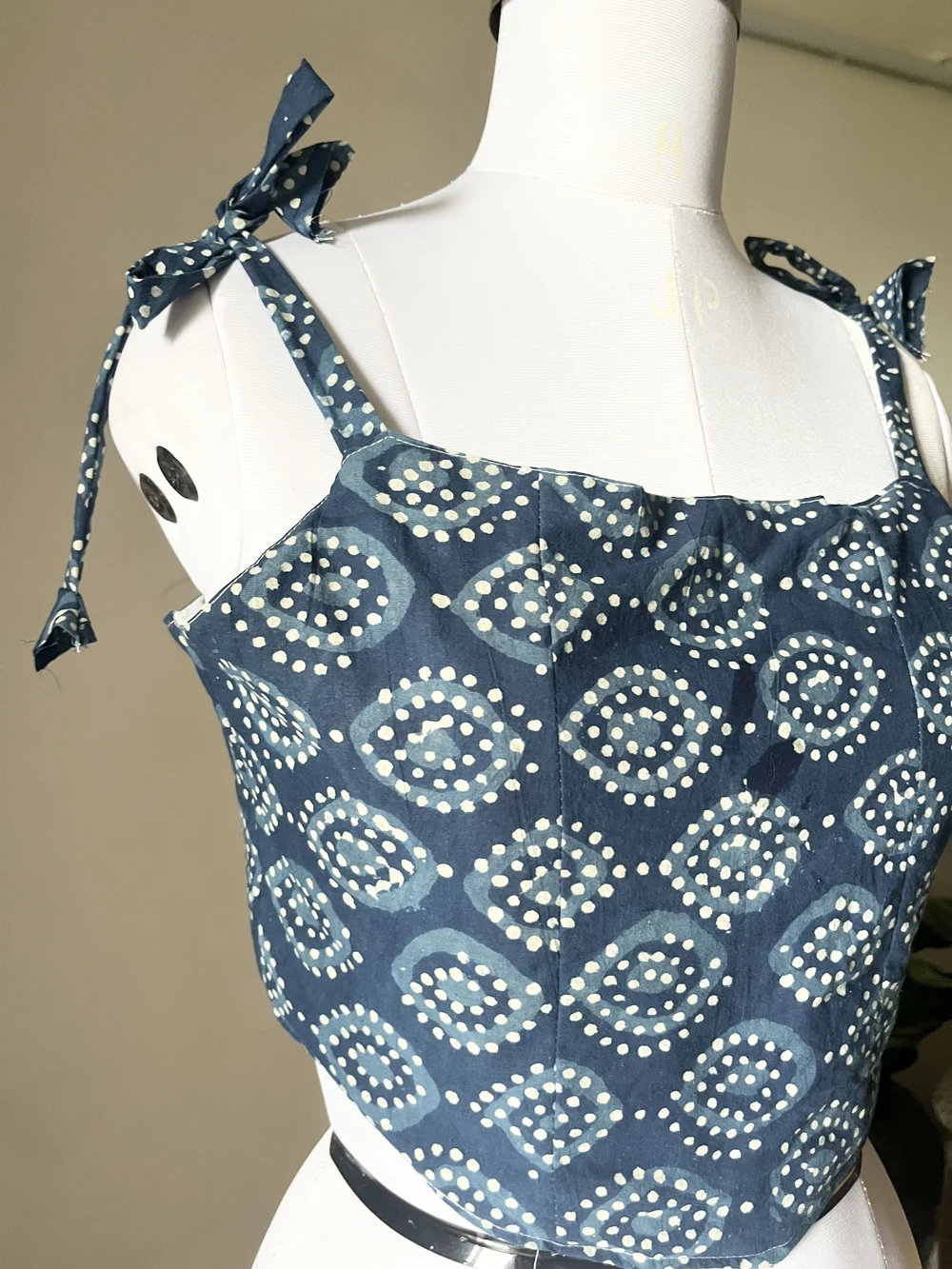 Indigo print corset top  thumbnail view 2