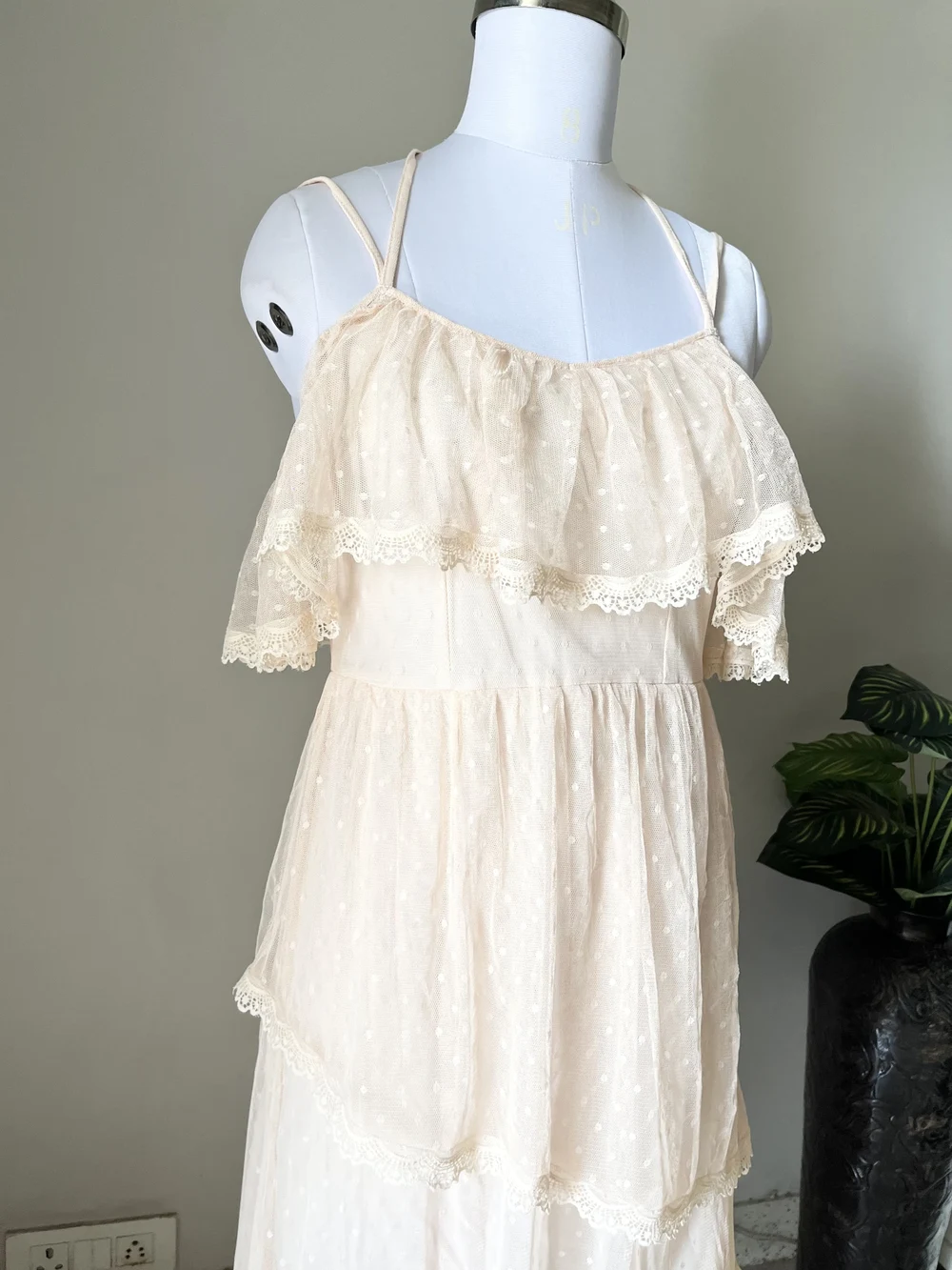 Peach frill Cold-shoulder dress  thumbnail view 5
