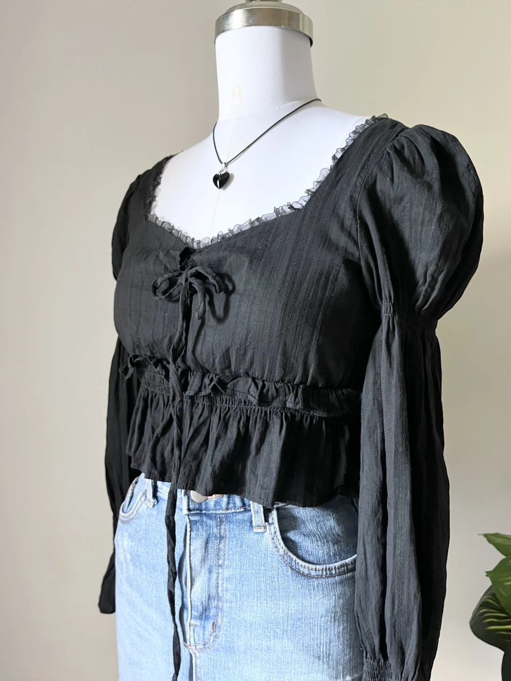 Black Ruffle design top thumbnail view 4