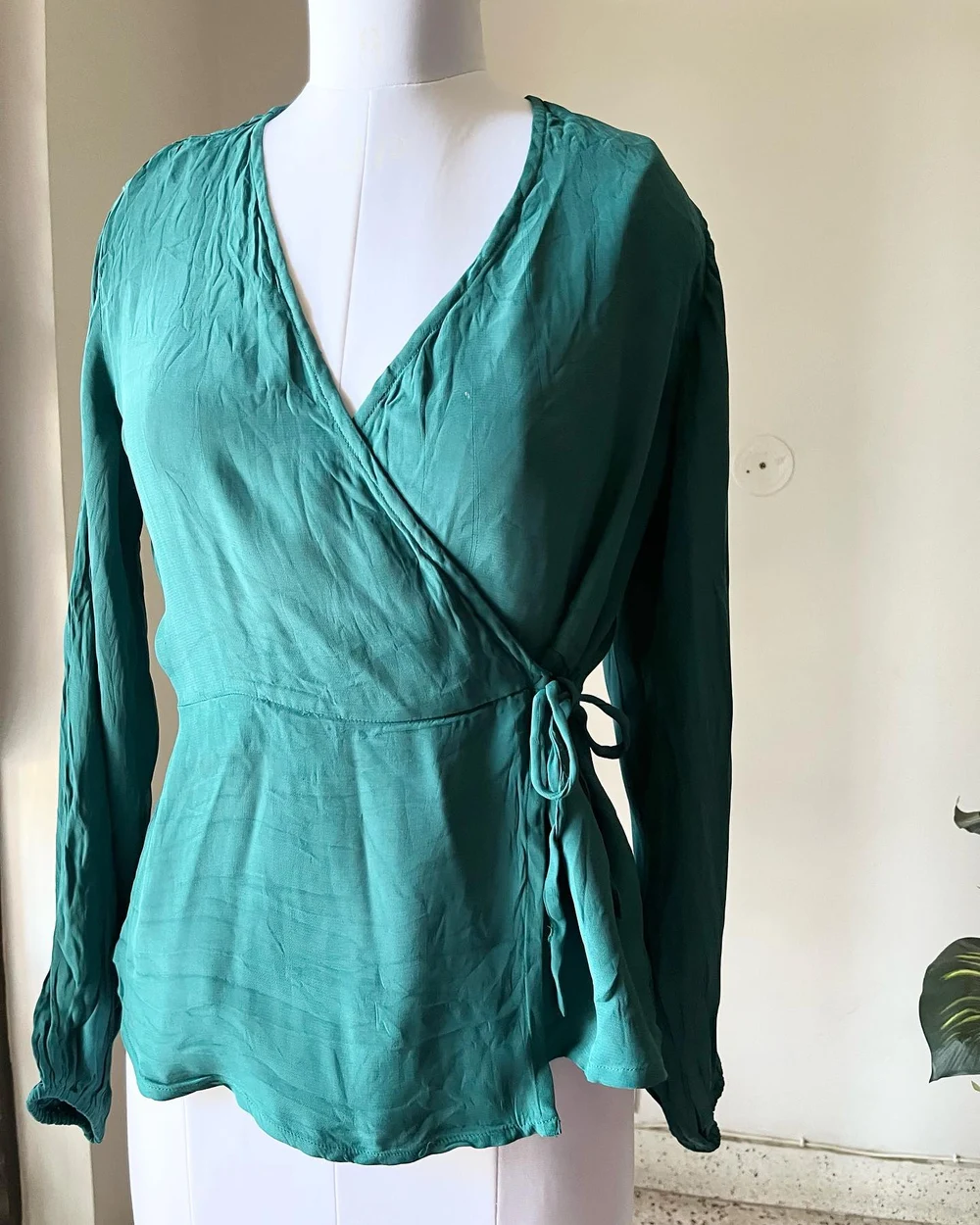 Teal wrap peplum top  thumbnail view 5