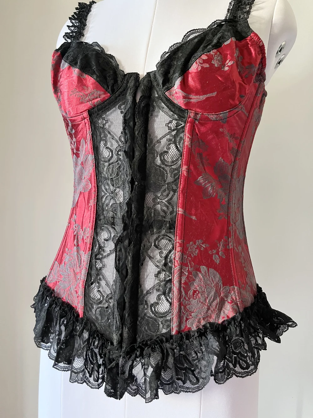Red hot lace corset top thumbnail view 2