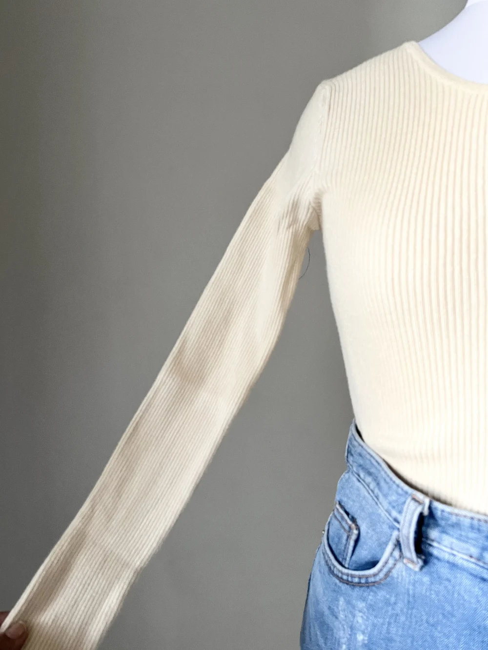 Beige one shoulder style top  thumbnail view 4