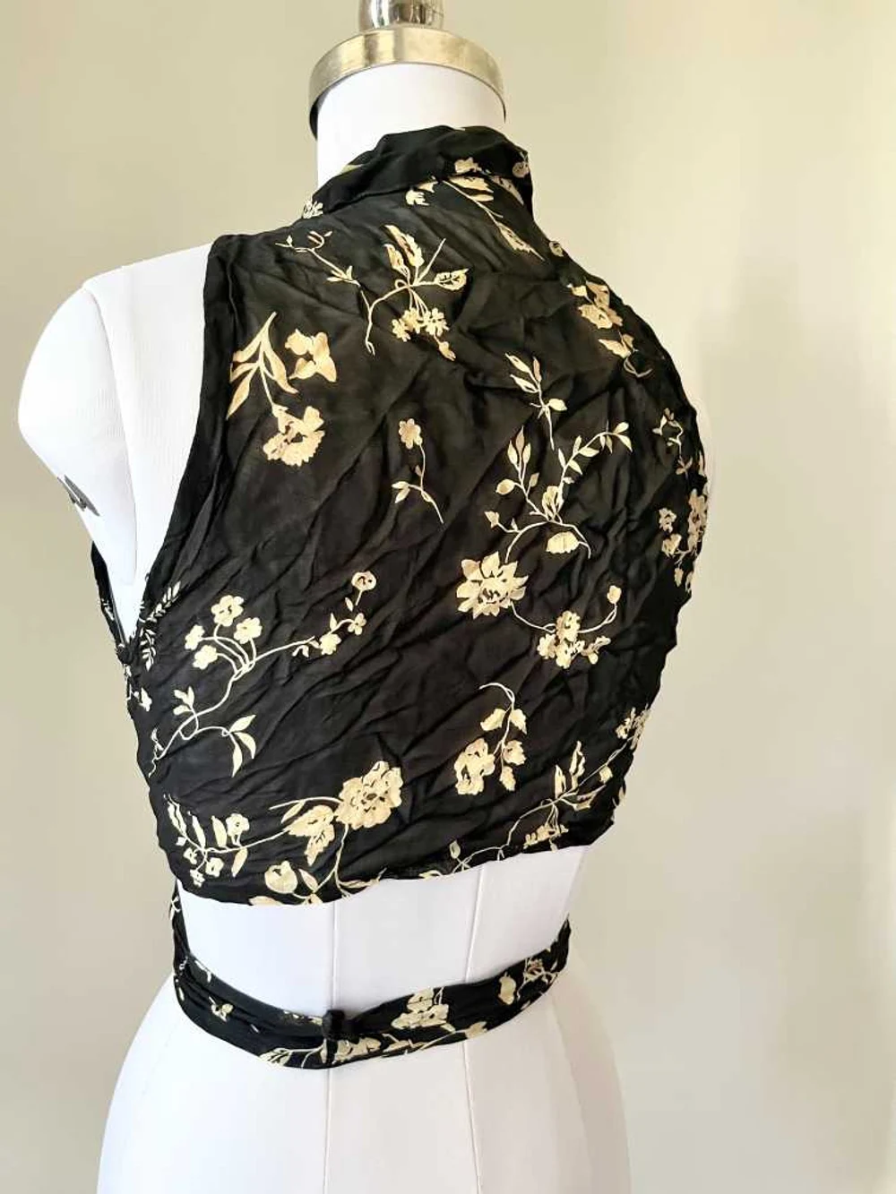 Black floral shirt style top thumbnail view 4