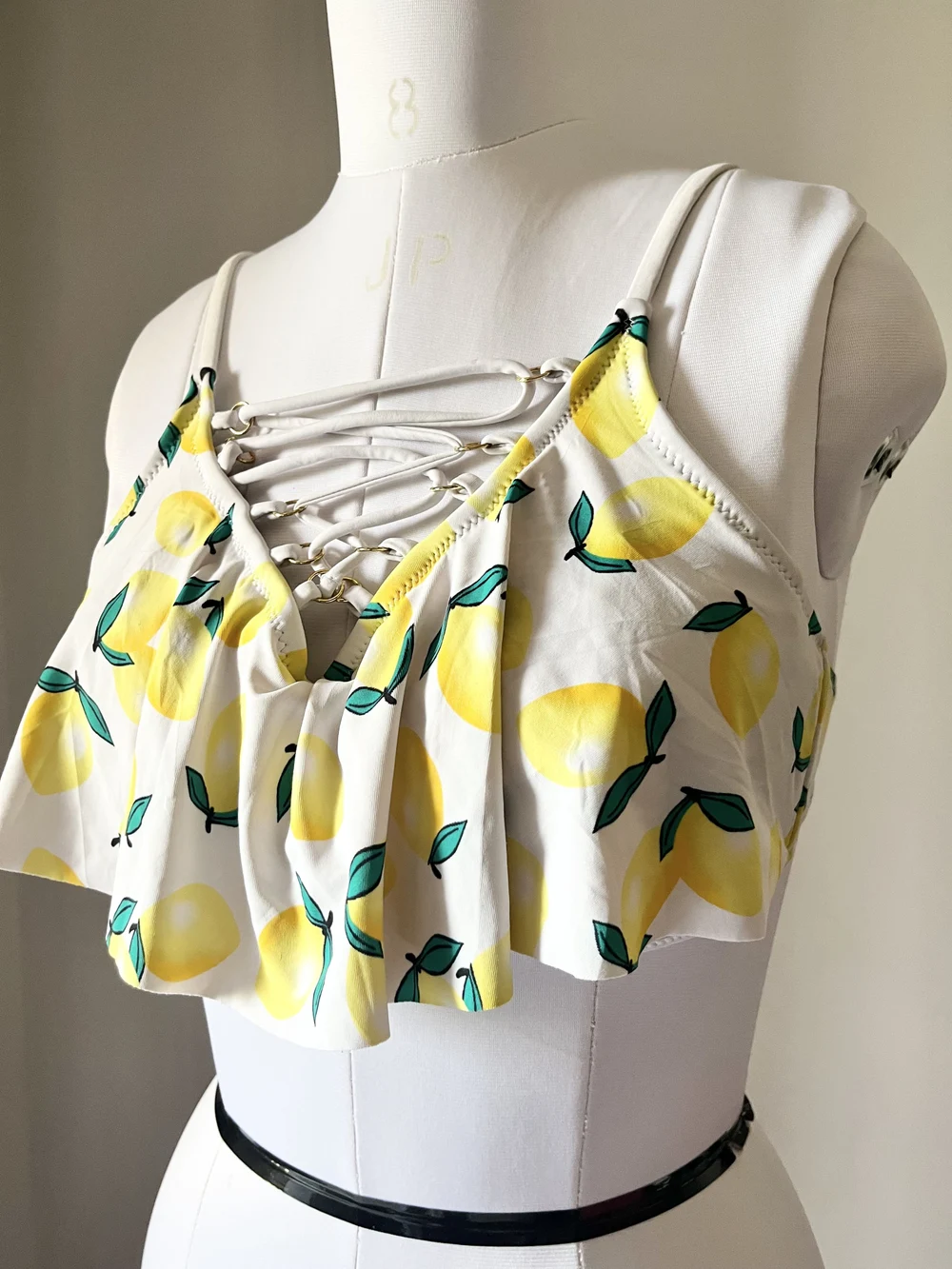 Lemon print criss-cross bikini top thumbnail view 4