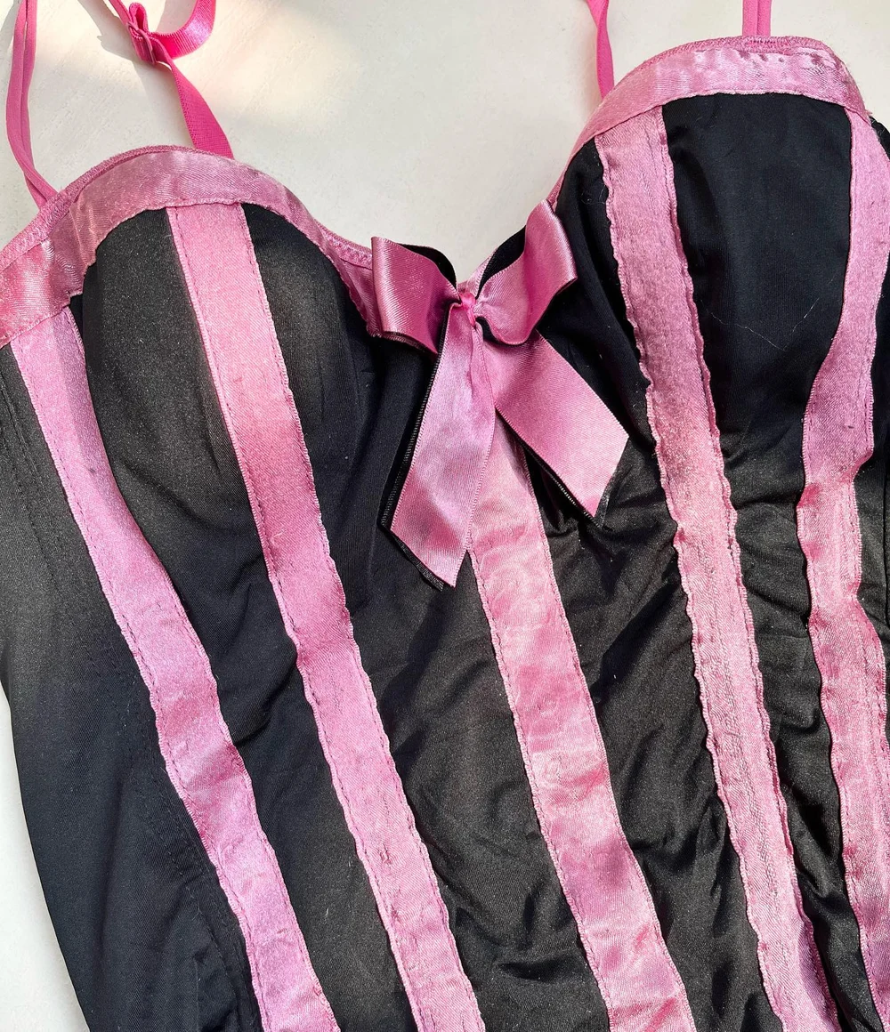 Pink & black corset top thumbnail view 6