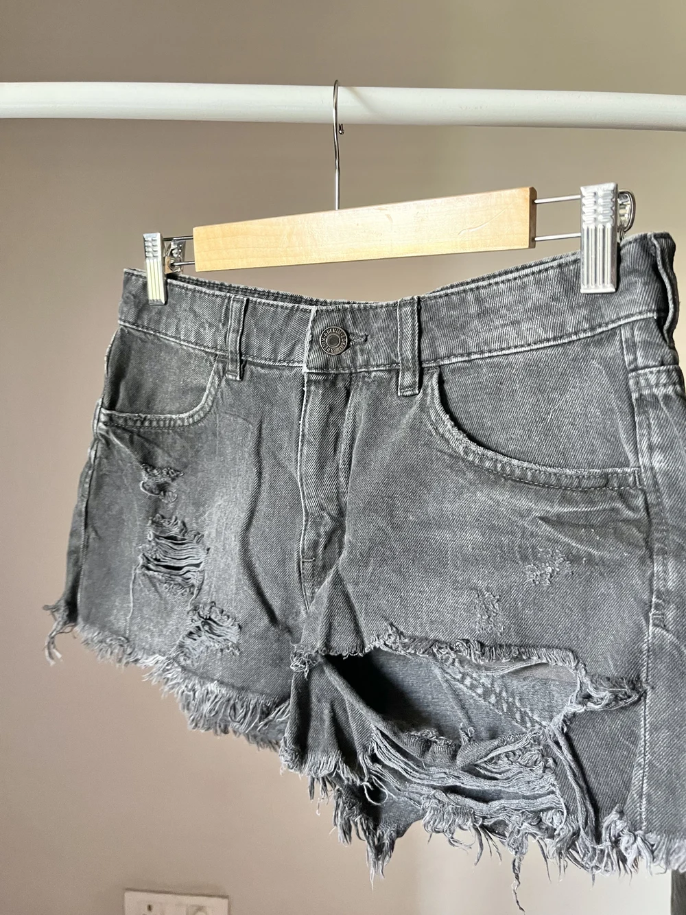 Black ripped shorts thumbnail view 2