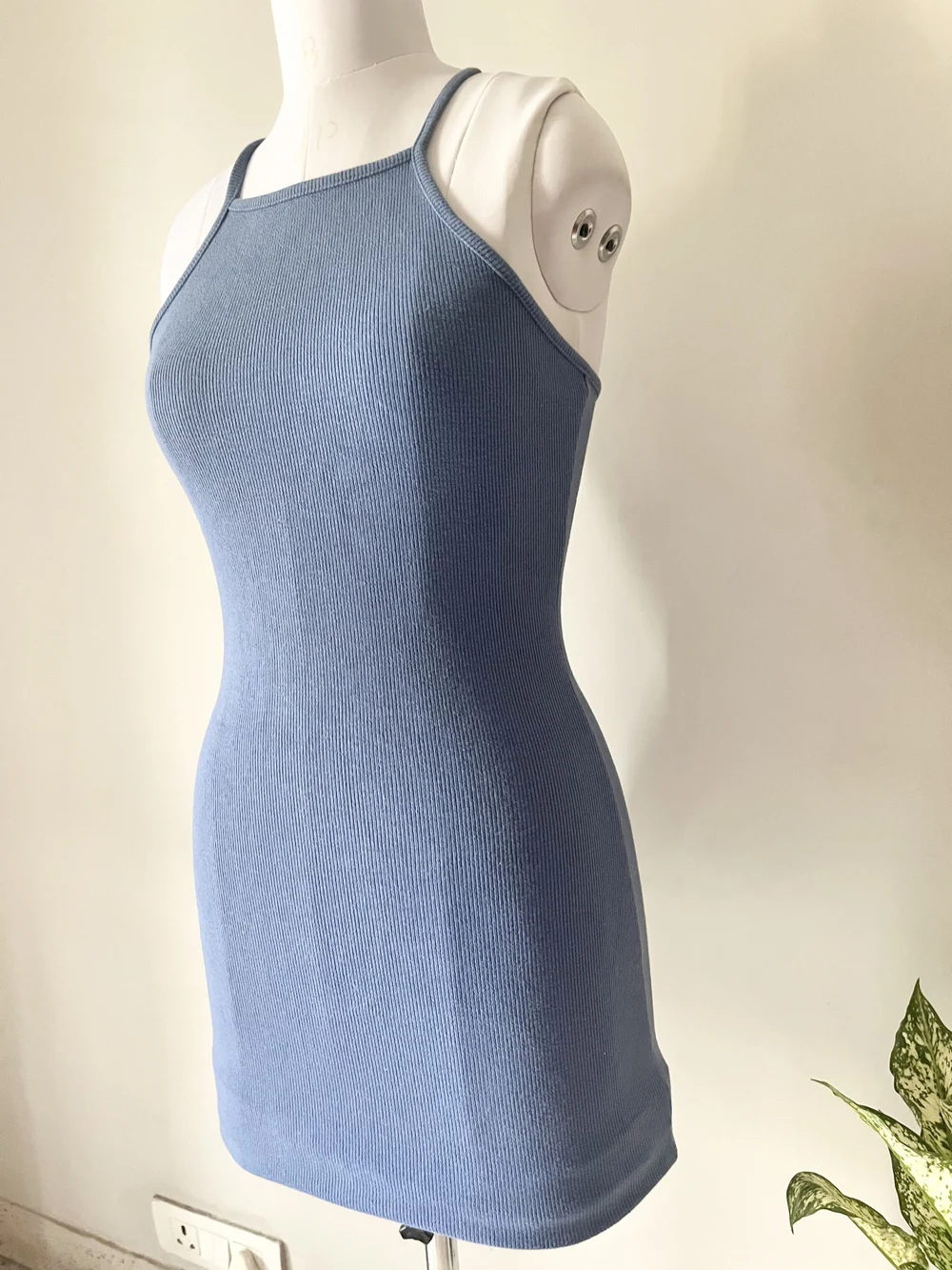 Halter neck blue bodycon dress thumbnail view 5