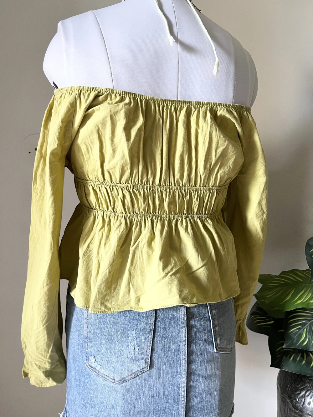 Green Shirred top thumbnail view 3