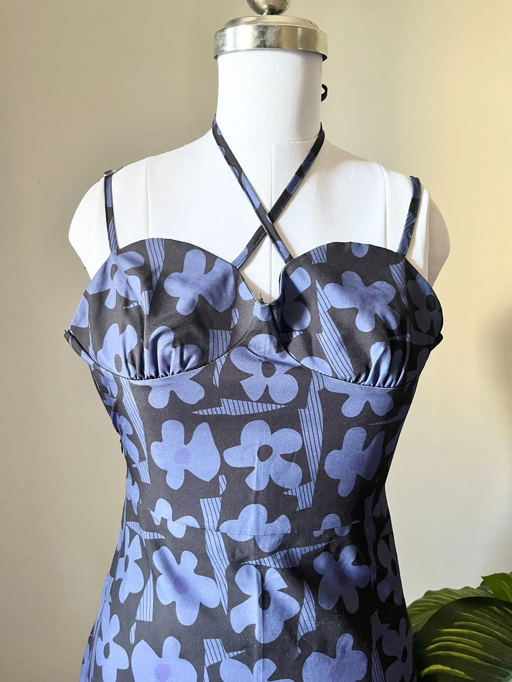 Purple floral dress thumbnail view 2
