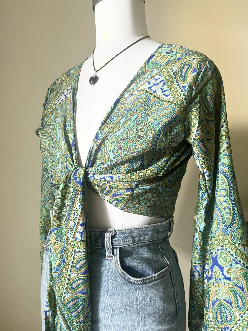 Paisley green wrap top  thumbnail view 2
