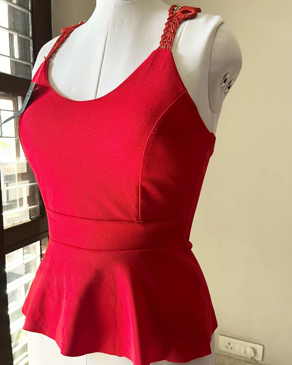 Red peplum top 🥵  thumbnail view 2