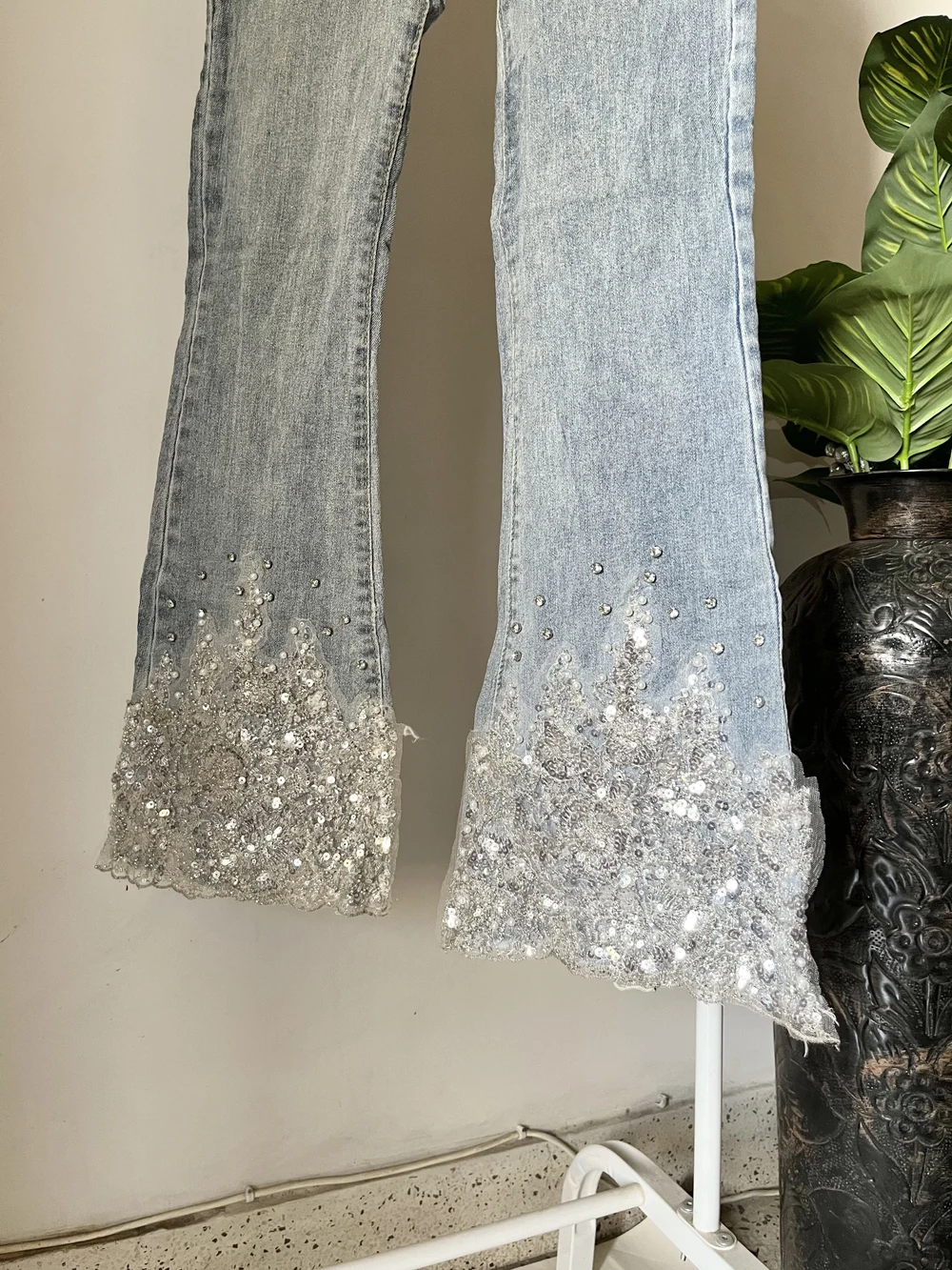 Blue bell bottom embroidery Jeans  thumbnail view 2