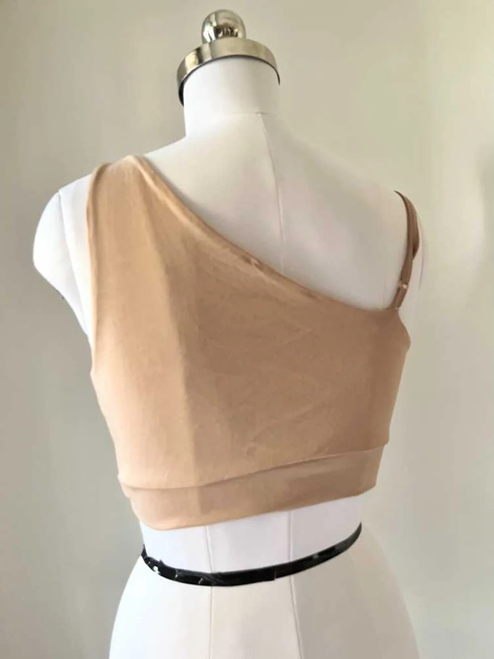 Beige plunge neck top thumbnail view 3