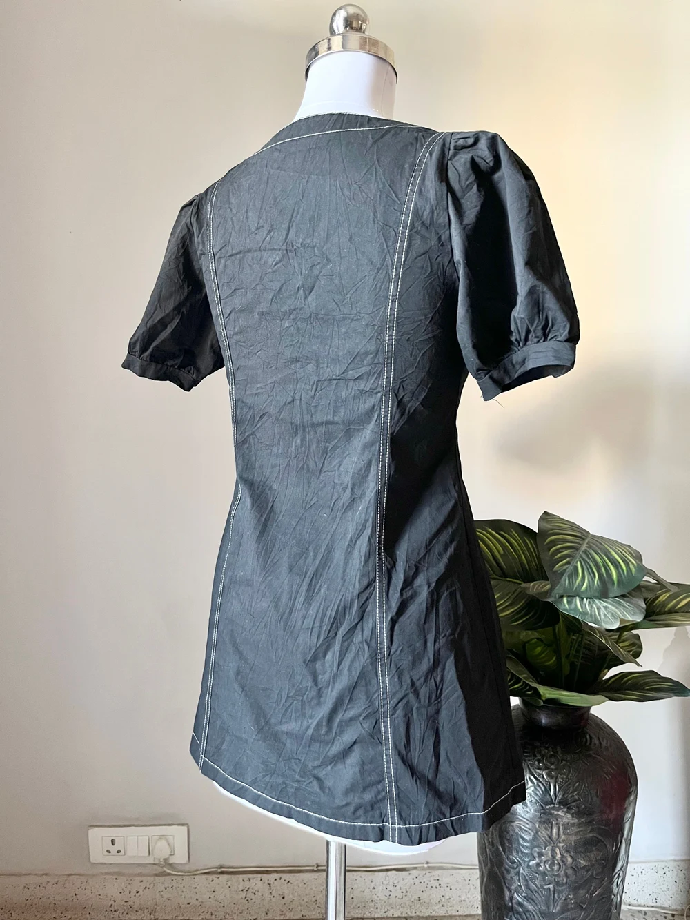 Black denim dress thumbnail view 3
