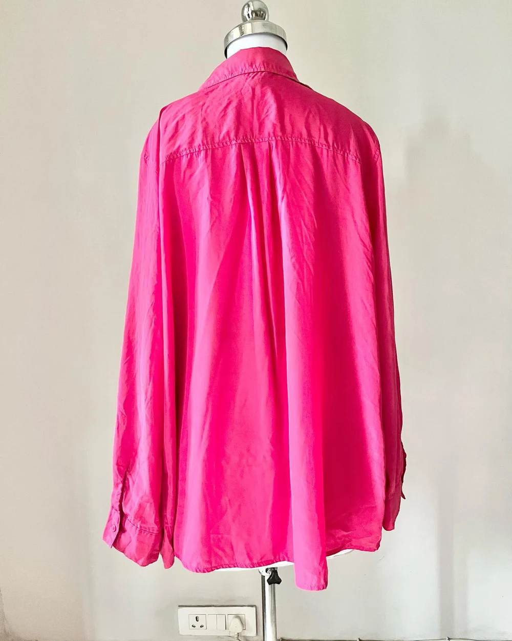 Pink satin longline shirt  thumbnail view 2