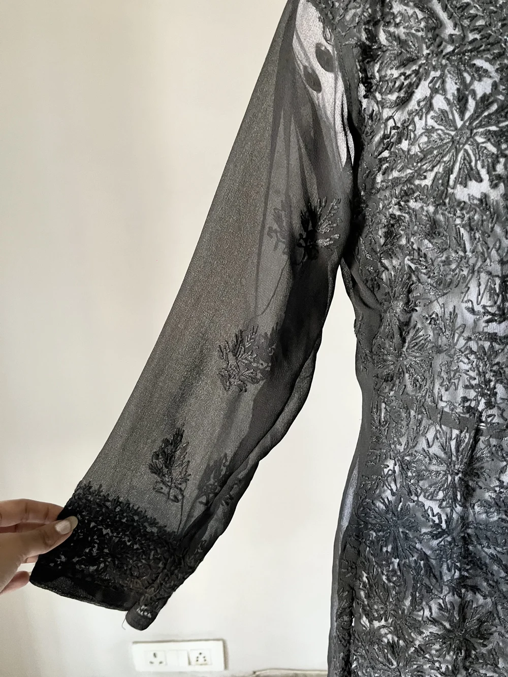 Black chikankari kurti  thumbnail view 4